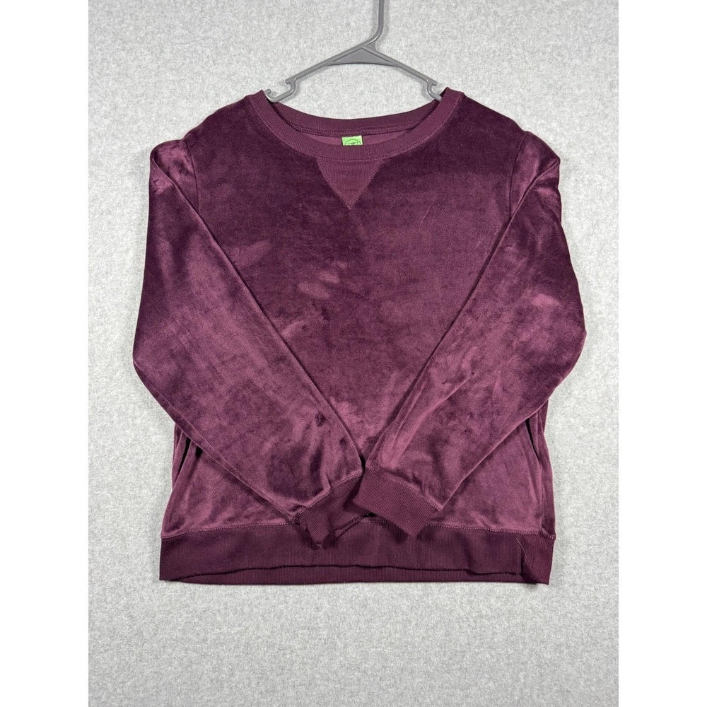 Honeydew Intimates Velvet Velour Sweatshirt Wmns L Plum Purple LS Crewneck - Picture 6 of 9